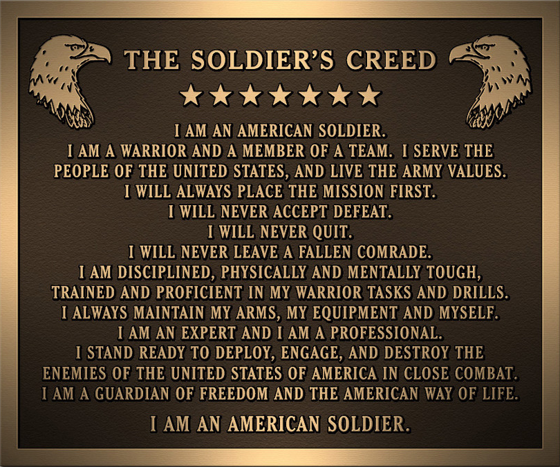 SOLDIERS CREED – ARMY BARRACKS